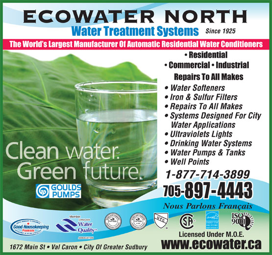 EcoWater North 1672 Main St, Val Caron, ON