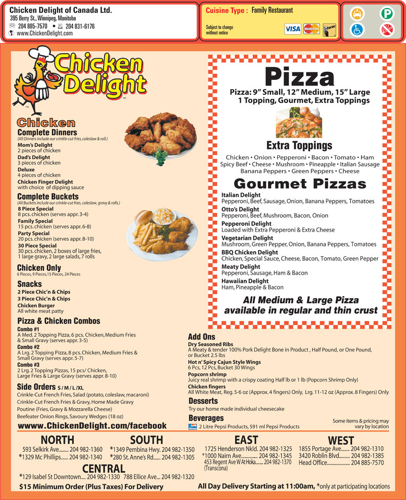 Chicken Delight Of Canada Ltd 395 Berry St, Winnipeg, MB